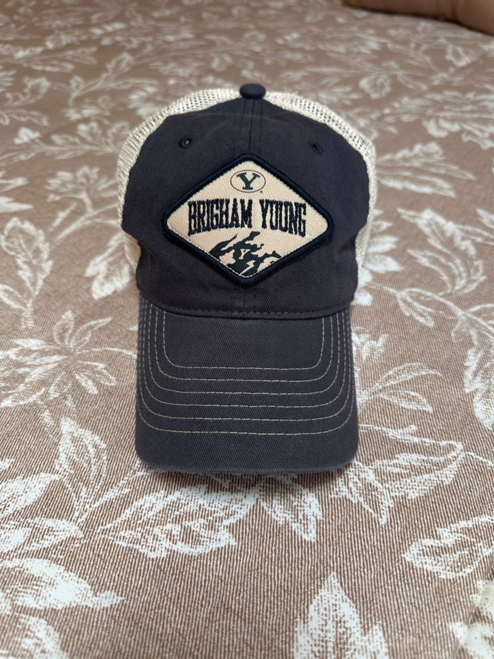 Brigham Young Navy & Cream Mesh Trucker Hat